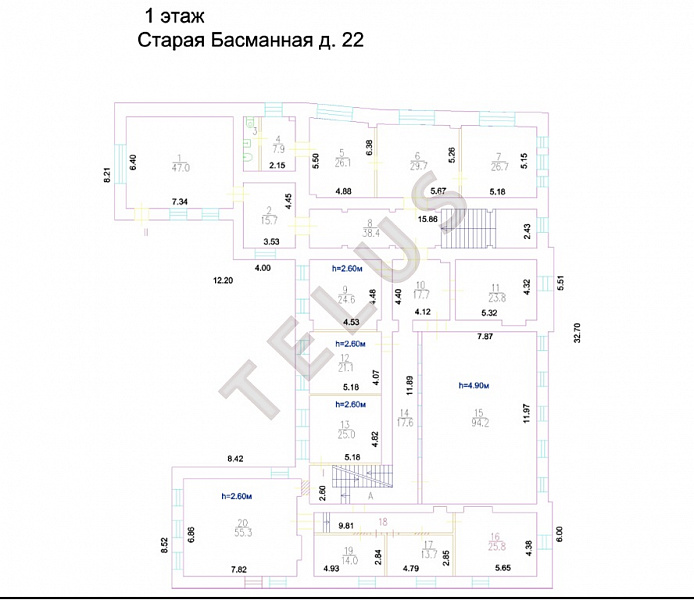 Продается торговое помещение 1082.70 м², Москва, ул. Старая Басманная, 22, ID объекта 7800 - 6